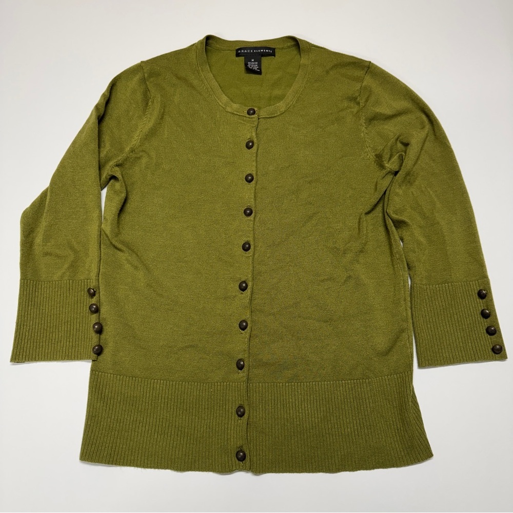 Grace Elements Sage Green Knit Button Sweater